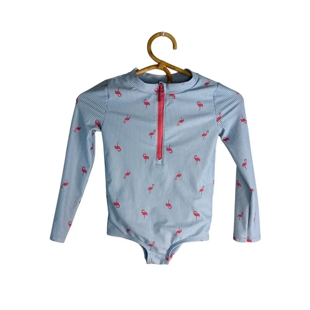 Carter's Long Sleeve Flamingo Print Rash Guard One-Piece Swimsuit 5T